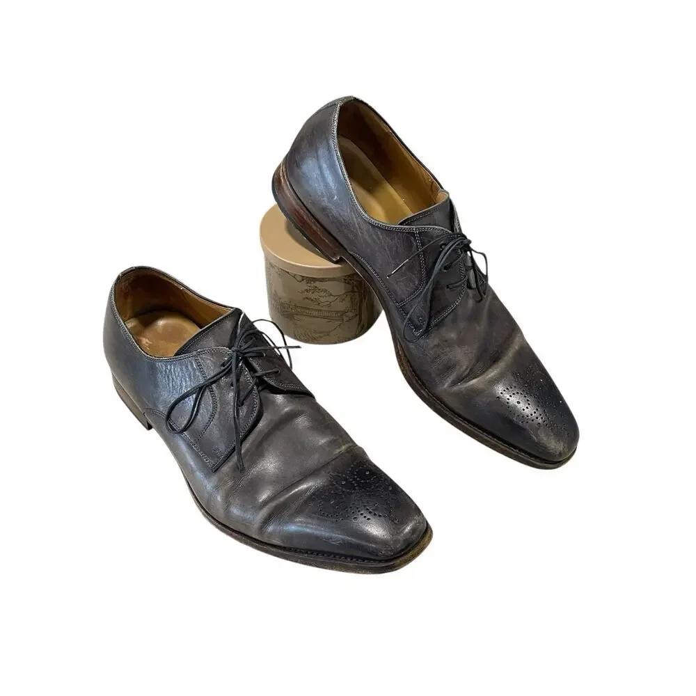 Magnanni Men's Brown Gerardo Leather Brogue Medallion Oxford Shoes - Sz 10